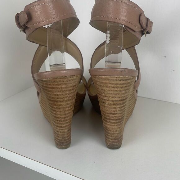 Sole Society Leather Ankle Wrap Wedge Sandals 7 - Picture 6 of 11